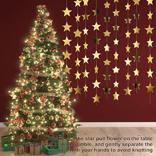 130 ft Star Garland Banner Decor, Gold in Gold, alternate view 6