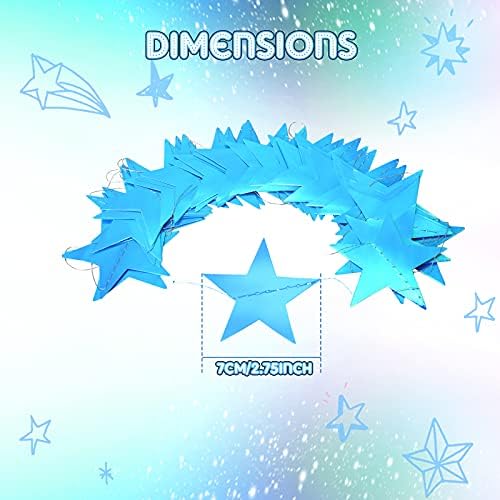 130 ft Star Garland Banner Decor, Holographic Blue, alternate view 3