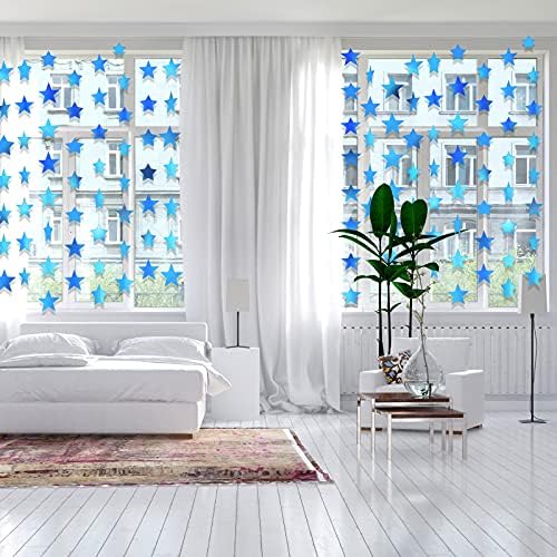 130 ft Star Garland Banner Decor, Holographic Blue, alternate view 4