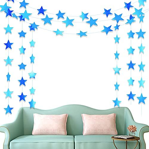 130 ft Star Garland Banner Decor, Holographic Blue, alternate view 5