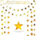 130 ft Star Garland Banner Decor, Iridescent Gold, alternate view 3