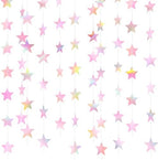 130 ft Star Garland Banner Decor, Iridescent Pink