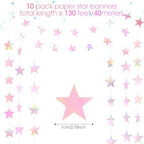 130 ft Star Garland Banner Decor, Iridescent Pink, alternate view 3