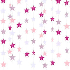 130 ft Star Garland Banner Decor, Pink, Rose Red, White in White