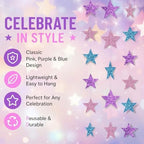 130 ft Star Garland Banner Decor, Purple, Pink, Blue in Blue, alternate view 4