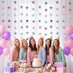 130 ft Star Garland Banner Decor, Purple, Pink, Blue in Blue, alternate view 6