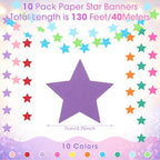 130 ft Star Garland Banner Decor, Rainbow, alternate view 3