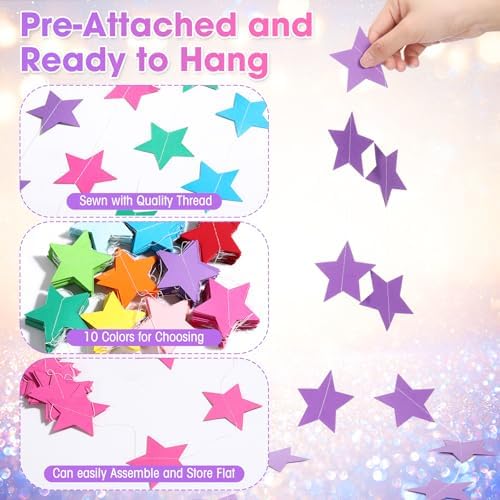 130 ft Star Garland Banner Decor, Rainbow, alternate view 4