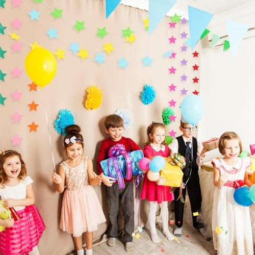 130 ft Star Garland Banner Decor, Rainbow, alternate view 5