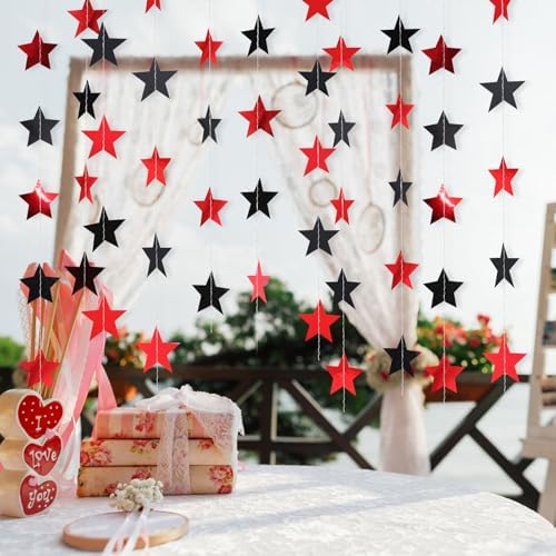 130 ft Star Garland Banner Decor, Red, Black in Black, alternate view 2