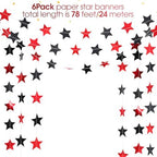 130 ft Star Garland Banner Decor, Red, Black in Black, alternate view 3
