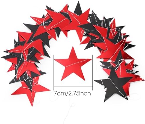 130 ft Star Garland Banner Decor, Red, Black in Black, alternate view 4