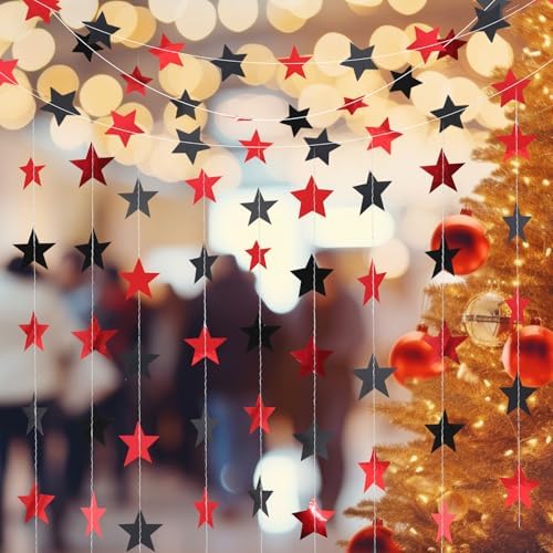 130 ft Star Garland Banner Decor, Red, Black in Black, alternate view 5