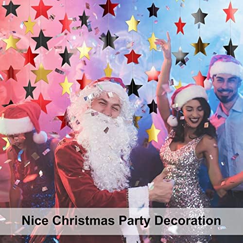 130 ft Star Garland Banner Decor, Red, Black, Gold in Gold, alternate view 6