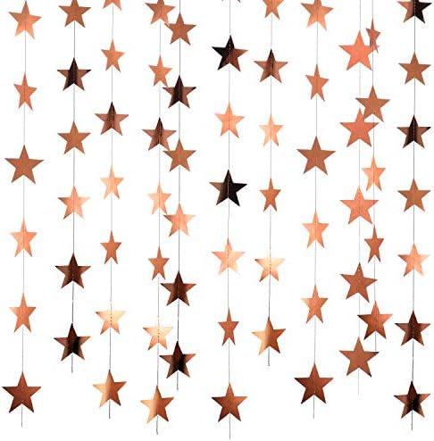 130 ft Star Garland Banner Decor, Rose Gold