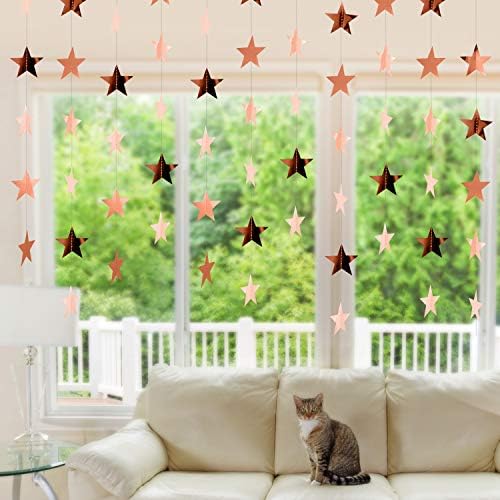 130 ft Star Garland Banner Decor, Rose Gold, alternate view 6