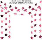 130 ft Star Garland Banner Decor, Rose Pink, alternate view 3