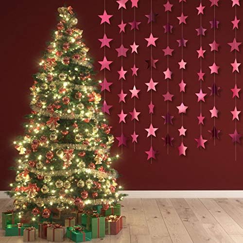 130 ft Star Garland Banner Decor, Rose Pink, alternate view 6