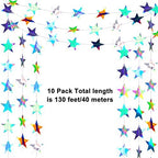 130ft Glitter Star Garland Hanging Banner, Holographic Iridescent, alternate view 4