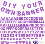 131 PCS Custom Banner 5" DIY Party Letter Banners Personalized Decor in Purple