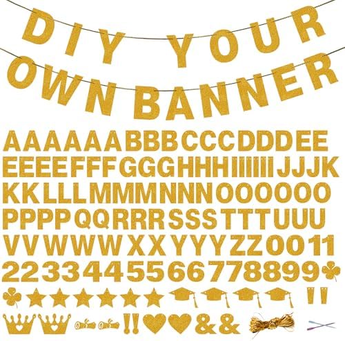 131 PCS Custom Banner DIY Letter Banners Personalized Banner for Birthday in Yellow-C