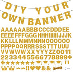 131 PCS Custom Banner DIY Letter Banners Personalized Banner for Birthday in Yellow-C