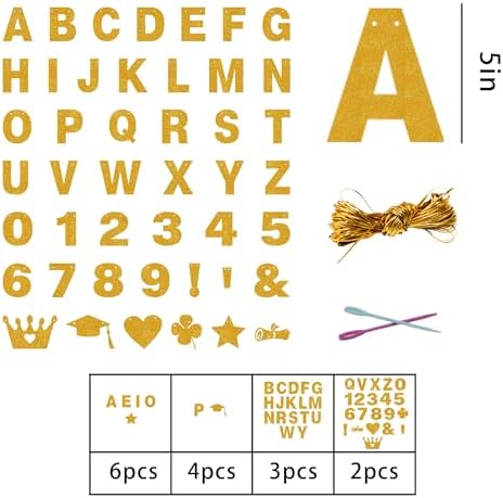 131 PCS Custom Banner DIY Letter Banners Personalized Banner for Birthday in Yellow-C, alternate view 2