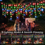 131FT 1280 LED Icicle Outdoor String Lights Multicolor - Waterproof Christmas Curtain Lights, 8 Modes Twinkle, alternate view