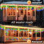 131FT 1280 LED Icicle Outdoor String Lights Multicolor - Waterproof Christmas Curtain Lights, 8 Modes Twinkle, alternate view