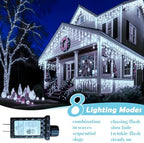 131FT Outdoor Icicle Lights Cold White- Waterproof Christmas Curtain Lights, 8 Modes Twinkle Function for Patio, alternate