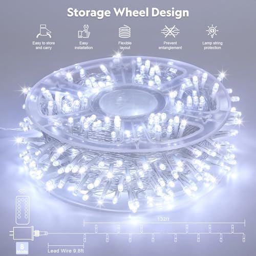 132 ft 400 LED White Christmas Lights Indoor Outdoor, alternate view 4