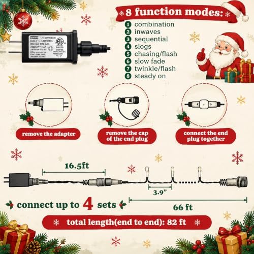 132FT 400 LED Christmas String Lights Outdoor with 8 Modes, alternate view 3