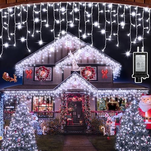 1332 LED 132FT Christmas Icicle Lights, 296 Drops, 12 Modes, Cool White in Cool White