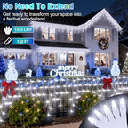 1332 LED 132FT Christmas Icicle Lights, 296 Drops, 12 Modes, Cool White in Cool White, alternate view 2