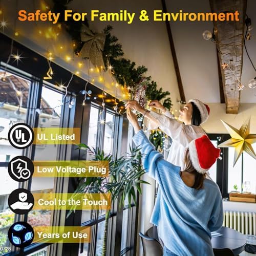 1332 LED 132FT Christmas Icicle Lights, 296 Drops, 12 Modes, Warm White in Warm White, alternate view 4