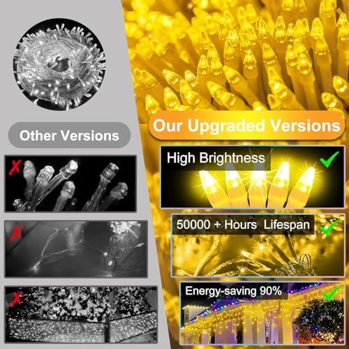 1332 LED 132FT Christmas Icicle Lights, 296 Drops, 12 Modes, Warm White in Warm White, alternate view 6
