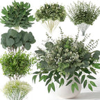 135 Pcs Mixed Eucalyptus Leaves Stems Artificial Greenery Bulk