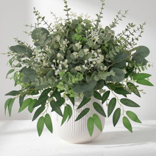 135 Pcs Mixed Eucalyptus Leaves Stems Artificial Greenery Bulk, alternate view 2