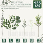 135 Pcs Mixed Eucalyptus Leaves Stems Artificial Greenery Bulk, alternate view 3