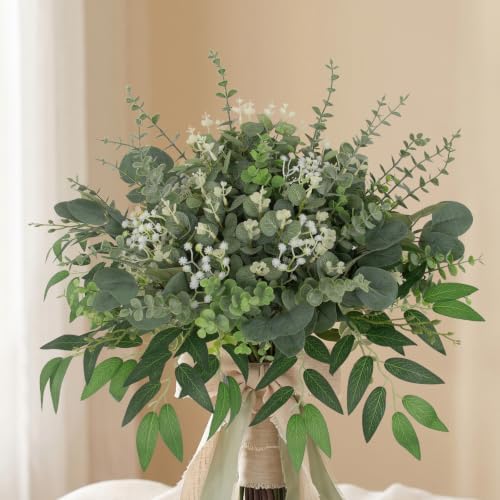 135 Pcs Mixed Eucalyptus Leaves Stems Artificial Greenery Bulk, alternate view 4