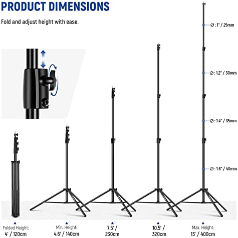 13ft/4m Air Cushioned Light Stand, Heavy Duty All Metal, alternate view 6
