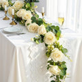 13FT Artificial Eucalyptus Flower Garland, 16 Champagne Roses, 2pcs