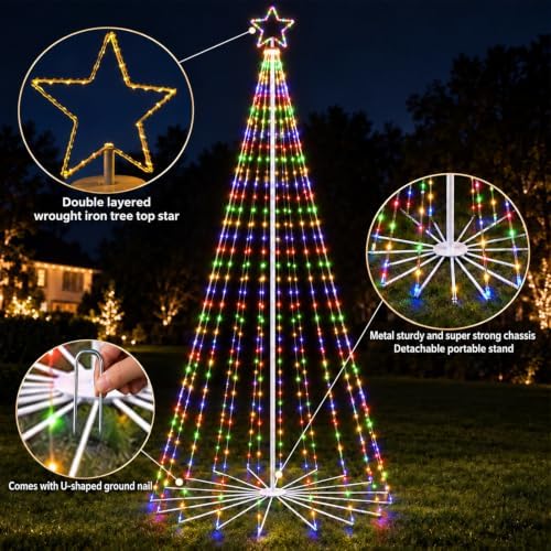 13FT Giant Smart LED Outdoor Christmas Tree Lights Pop Up with Star, alternate view 2