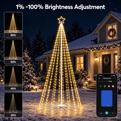 13FT Giant Smart LED Outdoor Christmas Tree Lights Pop Up with Star, alternate view 3