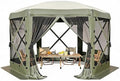 13FT Pop Up Canopy Tent, 210D Waterproof Outdoor Shelter with Frame, Green in Green
