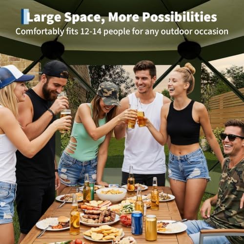 13FT Pop Up Canopy Tent, 210D Waterproof Outdoor Shelter with Frame, Green in Green, alternate view 2