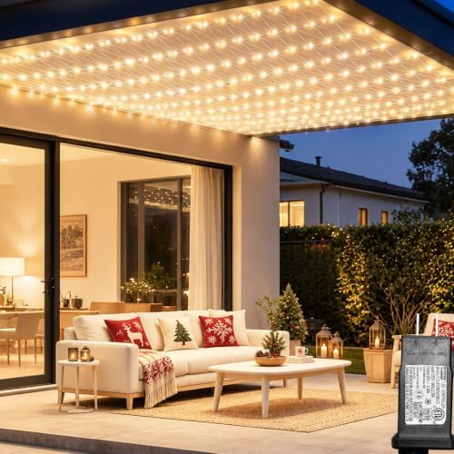 13ft x 13ft Net Lights Outdoor, 400LED Large Gazebo Lights 8 Modes Timer, Waterproof Connectable Christmas Mesh
