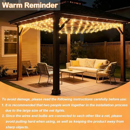 13ft x 13ft Net Lights Outdoor, 400LED Large Gazebo Lights 8 Modes Timer, Waterproof Connectable Christmas Mesh, alternate