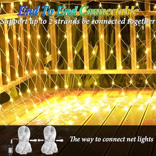 13ft x 13ft Net Lights Outdoor, 400LED Large Gazebo Lights 8 Modes Timer, Waterproof Connectable Christmas Mesh, alternate