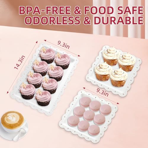 13PCS Cupcake Stand Set, 2-Tier Round & 3-Tier Square Trays, 4 Small Square + 4 Rectangle Platters, Tiered, alternate view 6